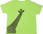 Kid's T shirt  GIRAFFE  Boy's Girl's Children's Clothing Toddler Kids Shirt - Sizes 18M 2T 3T 4T 5 6  7 -  GREEN (4 CoLORS)