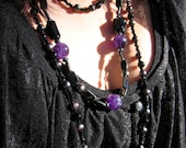 Peacock Pearl Necklace and Choker Set with Onyx Stones