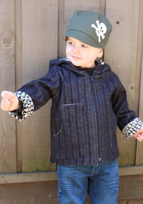 On Sale - HOODED JACKET for boys - Skulls and Crossbones -Spring/Summer/Fall Jacket - 4T