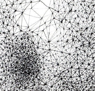 original abstract geometric line constellation drawing - reproduction postcard