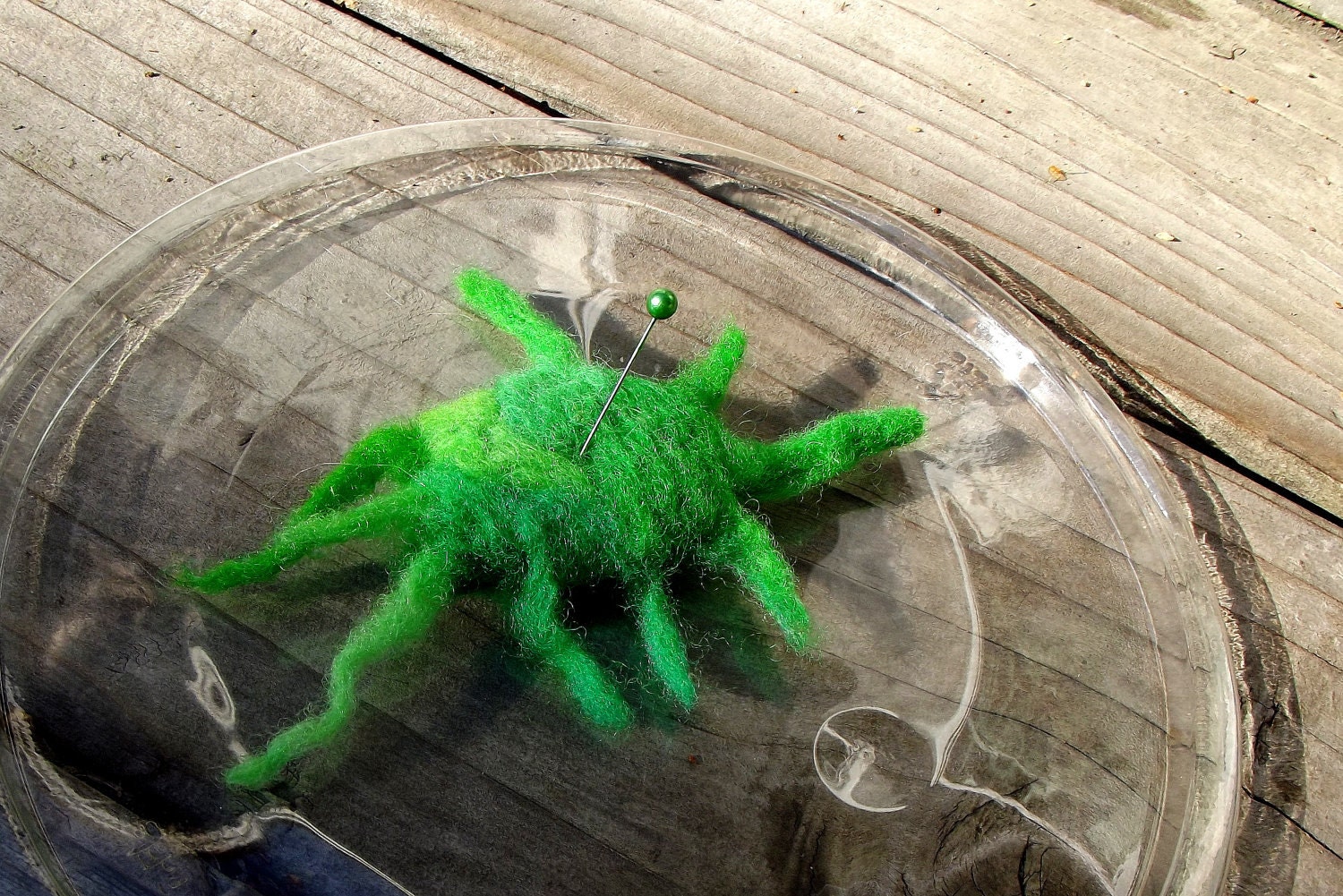 Needle felted Brain Cancer Cell Voodoo doll / Green cancer cell / Visualizing aid / therapeutic plushie/ships free to US/ donation