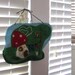 nursery wall art mushroom wall hanging with an owl and bunny woodland house 10" x 7,5"