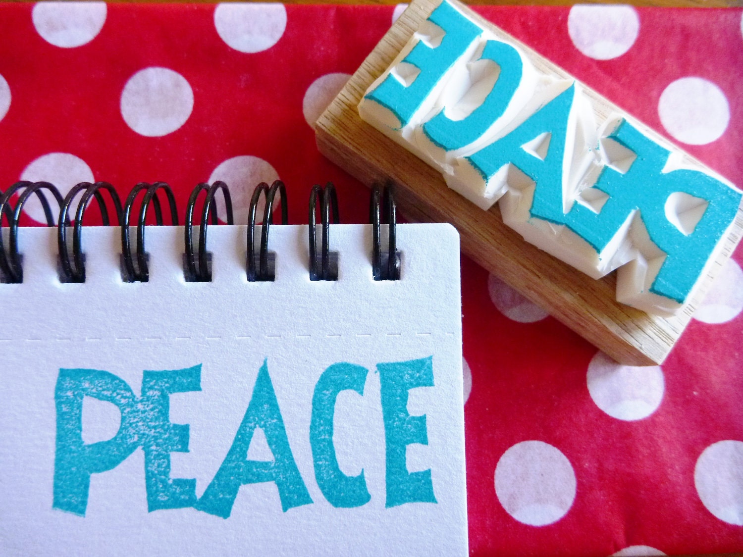 Christmas PEACE - handmade hand carved rubber stamp