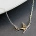 Sterling Silver Jewelry Necklace - Tiny Swallow - Simple, Minimal