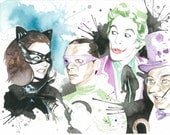Batman Villains 1966 Watercolor Print