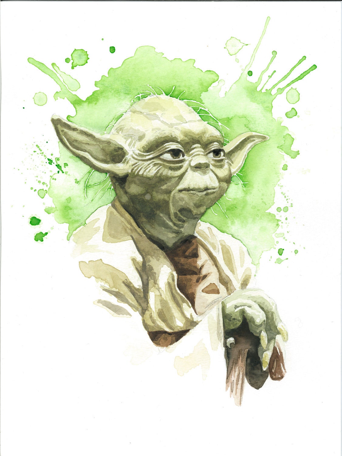 Star Wars Watercolor Art Print Yoda The Jedi Master By JAWart
