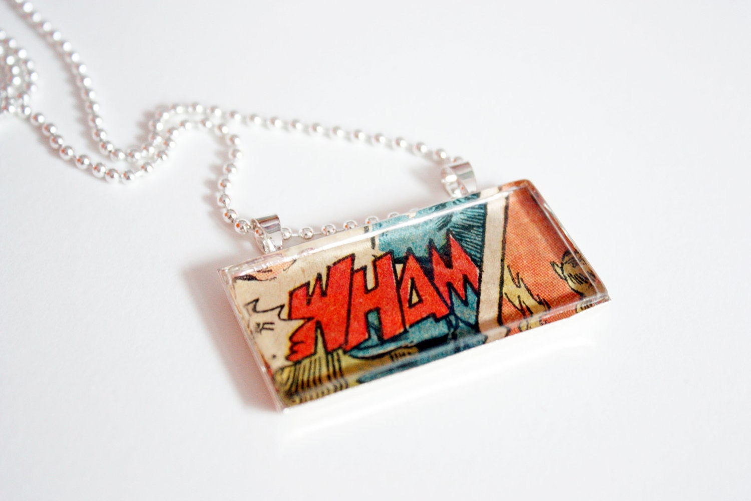 SALE WHAM Recycled vintage comic book necklace