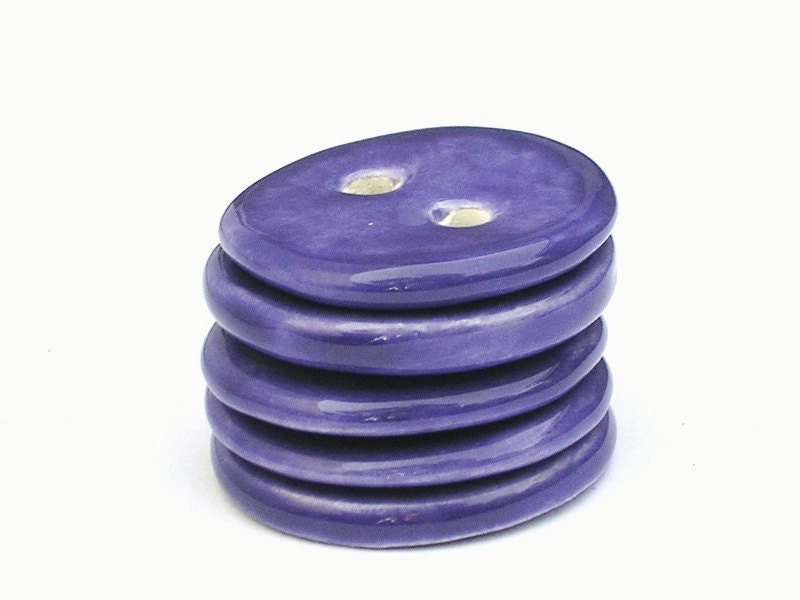 Purple ceramic buttons - set of 5 - handmade earthenware - LauraPotterCeramics