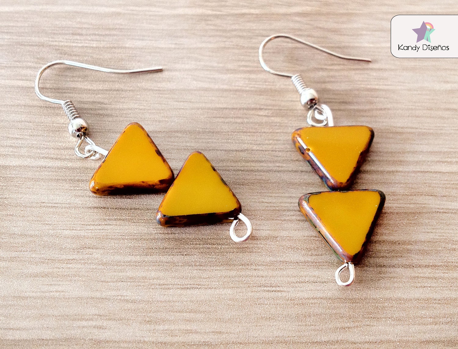 Tribal Triangle Chevron Arrow Earrings. Mustard Silver earrings. Geometric triangle earrings with brass silver earring hook. Spring summer
