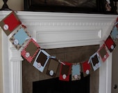 First Birthday Photo Banner - Sock Monkey Blue (4x4)