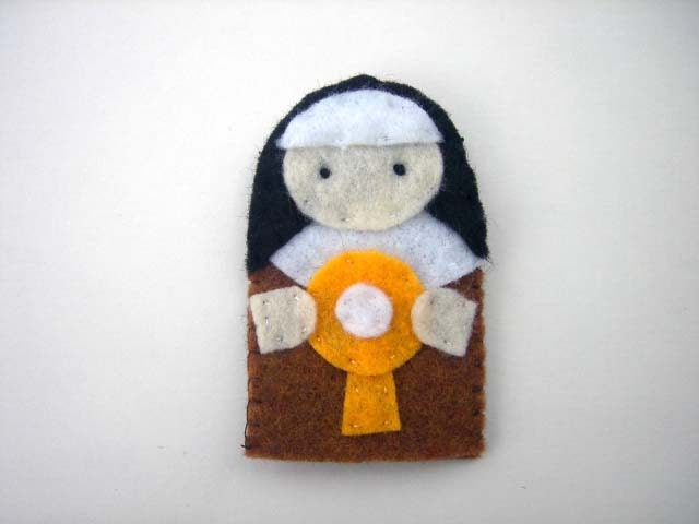 Saint Clare - Catholic Saint - Toy Finger Puppet Doll