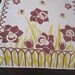 Vintage cotton dish towel brown daffodils gold color floral