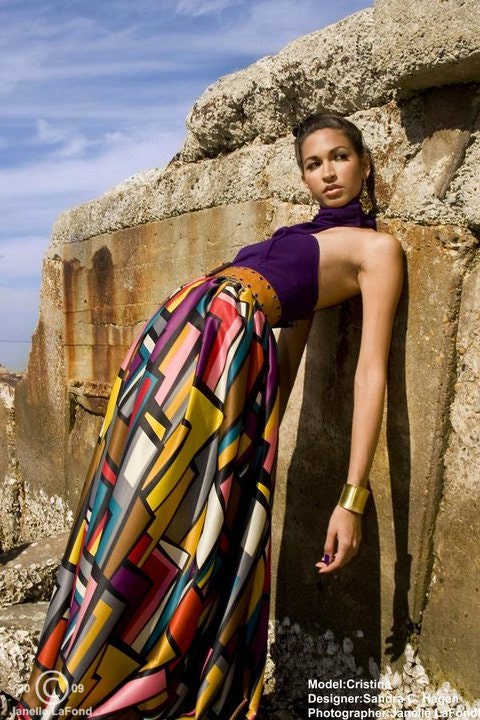 Graphic Print Maxi Skirt