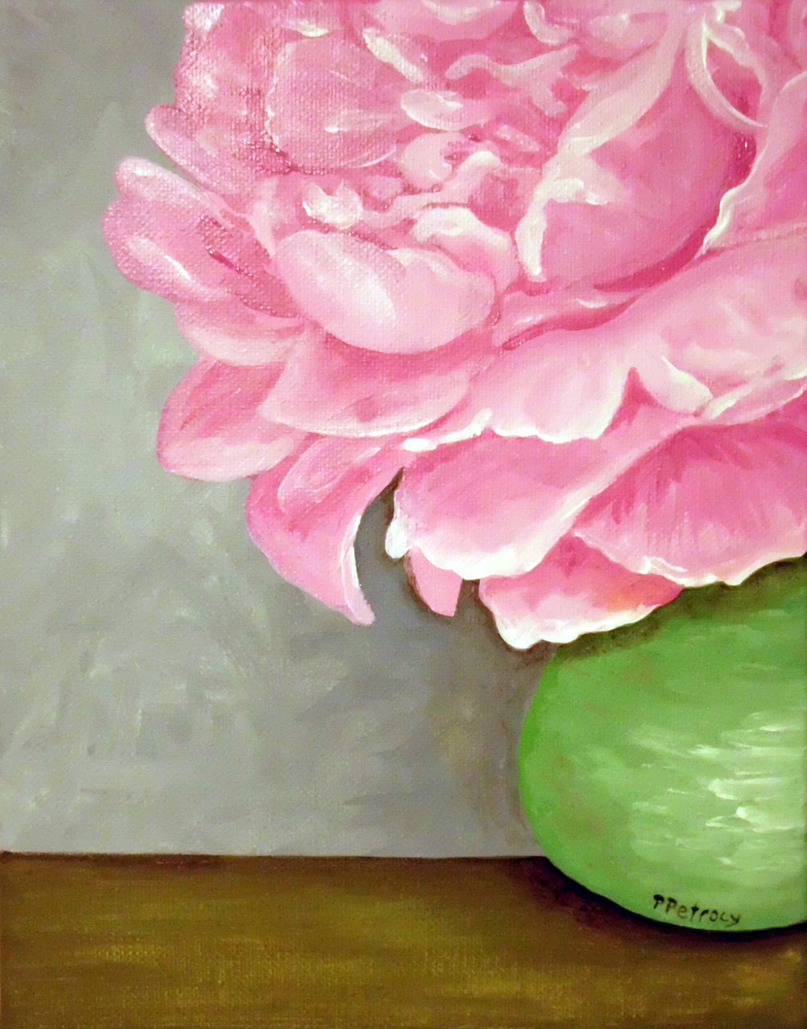 Peony, acrylic on canvas 8"x10" original painting
