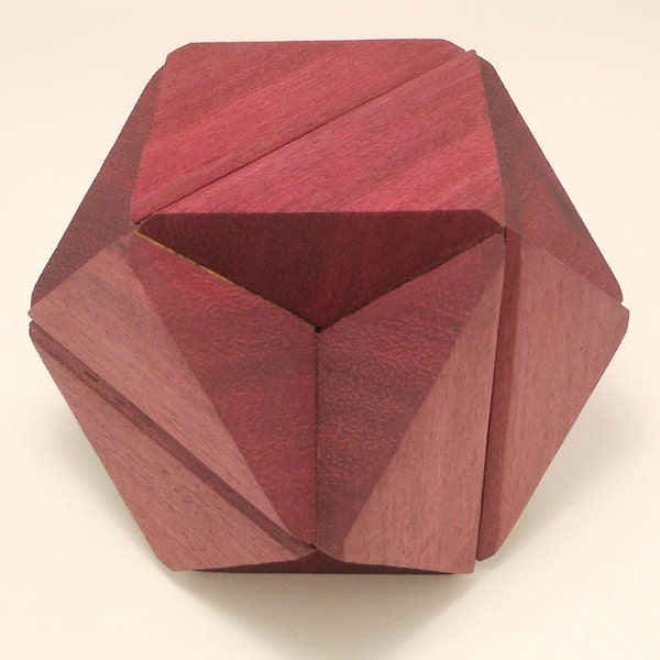 Two Woods purpleheart & Black Walnut - interlocking geometric puzzle