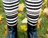 Leg Warmers Striped Black White Multicolored Gaiters Handknitted
