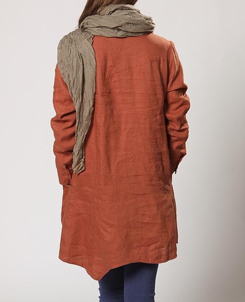 Linen Irregular single breasted long shirt