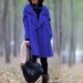 Blue Hoodie Wool cape winter coat