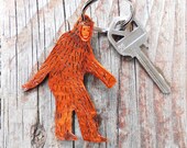 Bigfoot Sasquatch Keychain - Hand Tooled Leather