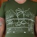 Womens T Shirt - SMALL - Army Green - Vegetable Garden With Garlic, Carrots, Radishes