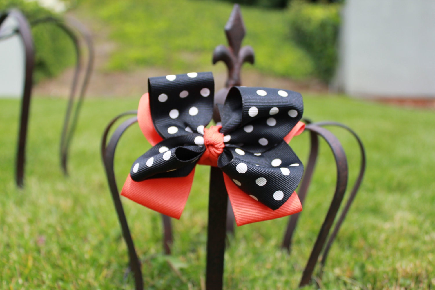 Orange and Black - San Francisco Giants Bow - Polka Dot Hair Bow - Bows