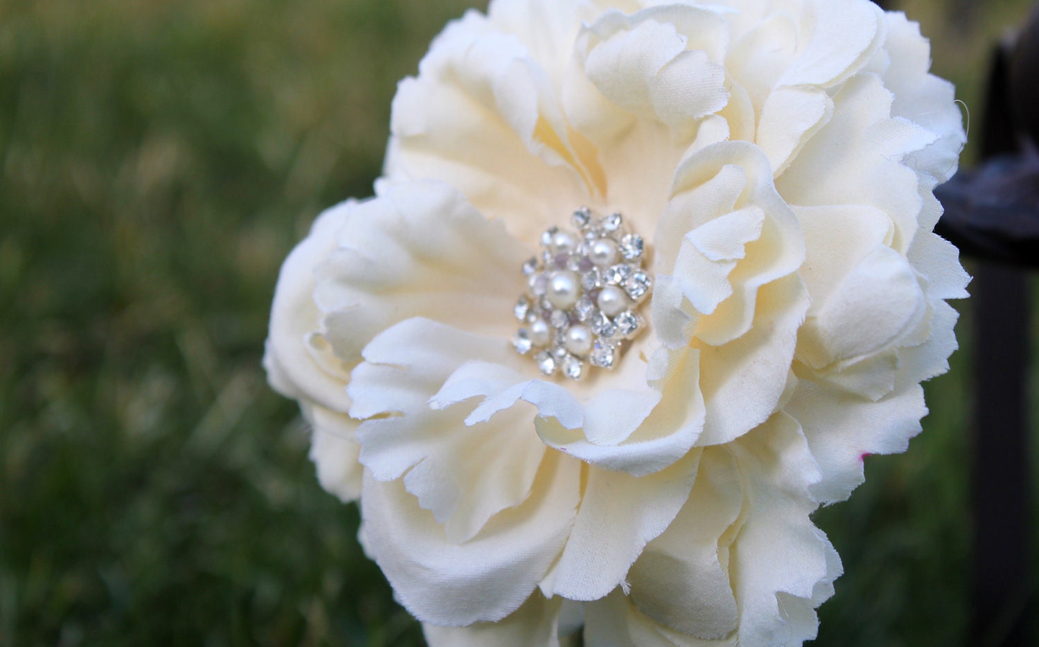 Flower Hair Clip - Flower for Hair -  Peony Flower Clip with Pearl and Rhinestone Center