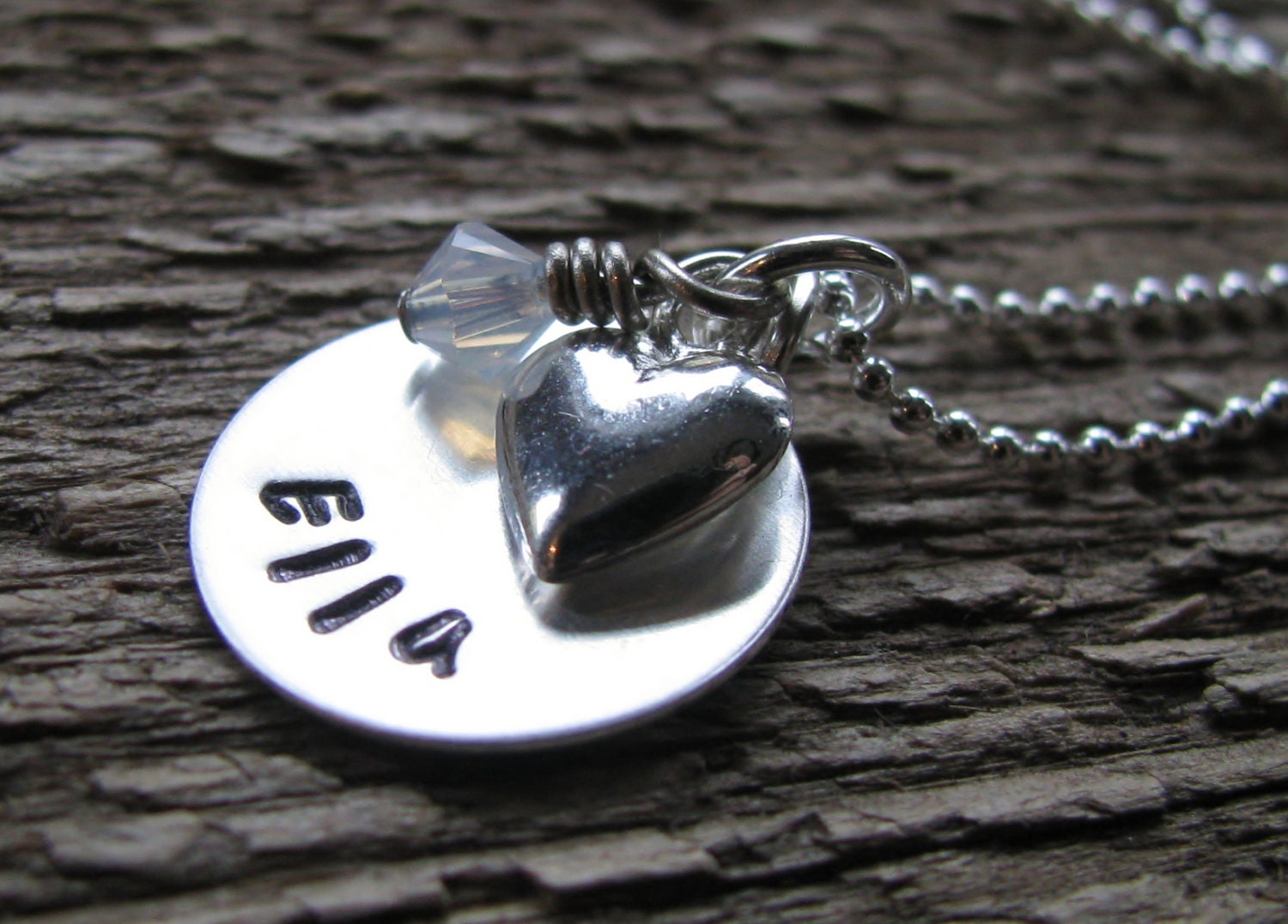 Personalized Name Necklace Hand Stamped- Personalized Mommy Necklace Childs Name With Love and Birthstone For Mommy on Mothers Day