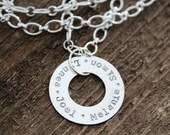 Personalized Family Name Necklace Spinning Sterling Silver Hand Stamped Charm- Luxe Signature Collection