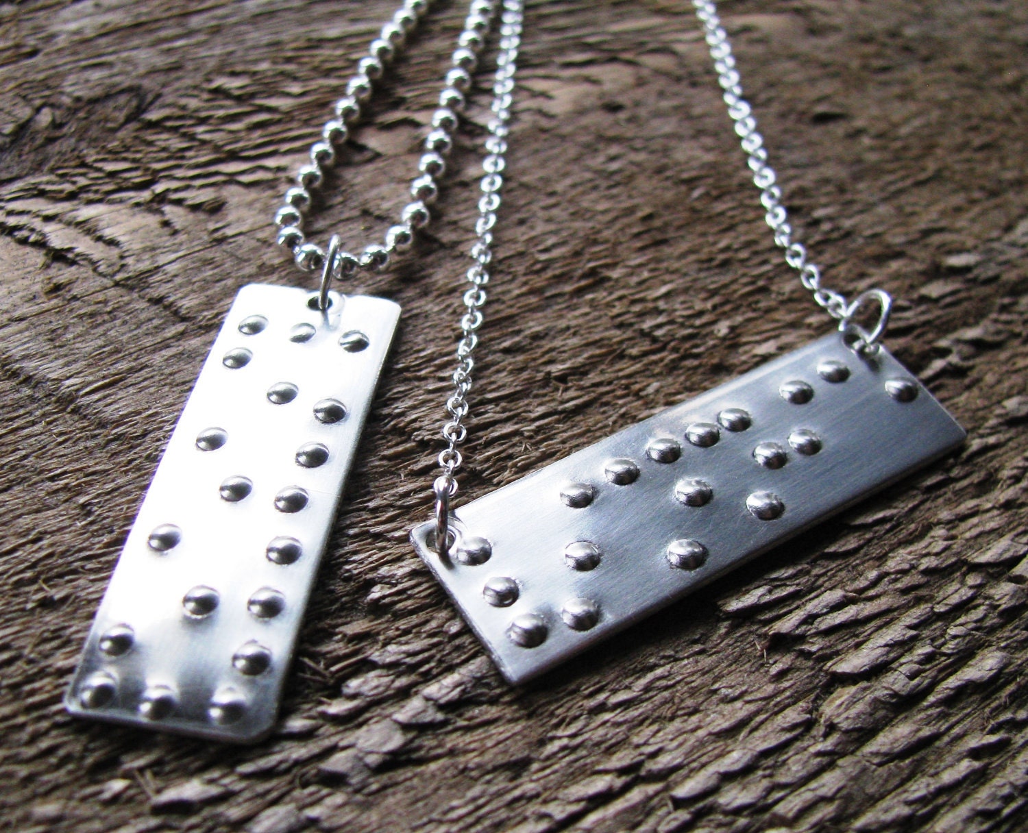 Braille His and Hers Secret Message Necklaces- Personalized Say It With Braille