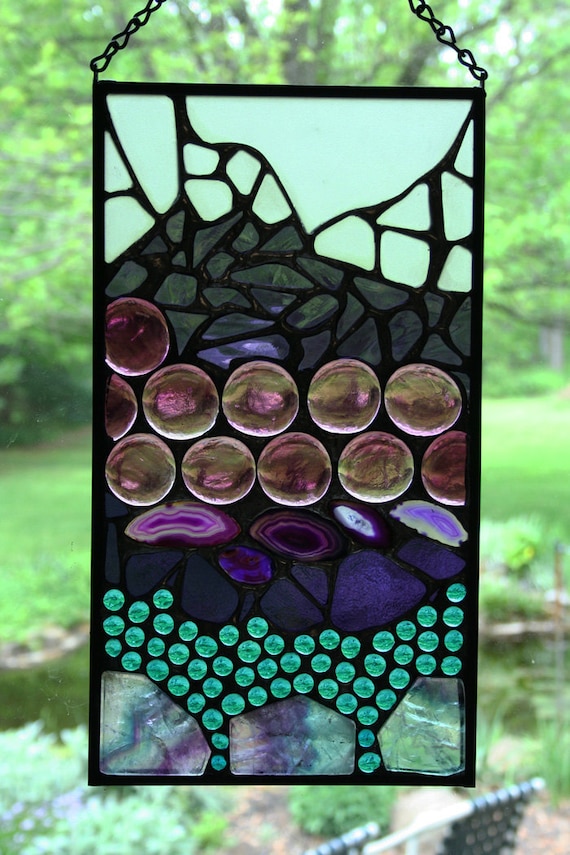Stained glass abstract panel by SingularArt on Etsy