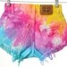 Vintage LEVIS Rainbow Tie Dye Dyed Denim High Waist Cut Off shorts XXS
