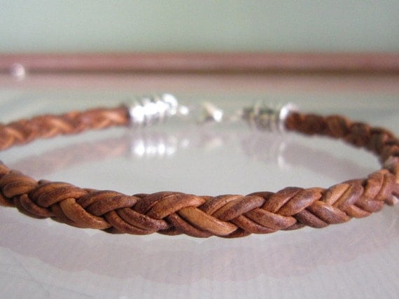 Light Brown Bolo Braided Leather Bracelet