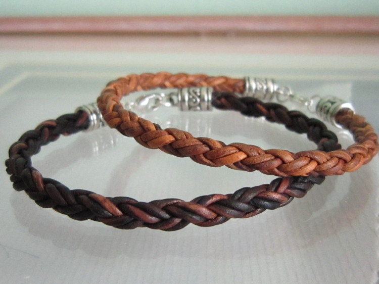 Light Brown Bolo Braided Leather Bracelet