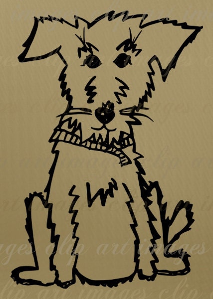 Dog Clip Art, Scruffy Dog, Tramp, Schnoodle, Schnauzer Digital Stamp, Royalty Free, No Credit Required