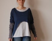 Deep Quarry Jacket Blazer Size L Large Stripes Sleeves Upcycled Woman's  Top Shabby Chic Eco Friendly Upcycled Clothing