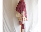 Pale Beet Blouse Loose Blazer Size M L Medium Large Upcycled Woman's Clothing Back Long Short Front Shabby Chic Eco Friendly Style