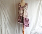 Dark Powder Pink Fairy Tunic L Large Upcycled Woman's Clothing Romantic Dress Funky Shabby Chic Eco Friendly Style Upcycled Clothing