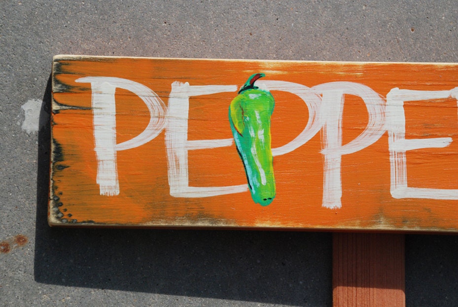 Hand-painted Garden Sign "PEPPERS"