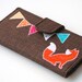 Fox Wallet Bifold, Handmade Applique Women's Clutch, Vegan Wallet, Brown, Bunting , Made to Order