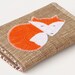 Business Card Case, Fox Applique Wallet, Organic Fabric Woodland theme