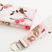 Wallet Gift Set , Small Card Case and Matching Key Chain, Flowers and Birds in Pink and Cream