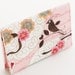Pink Business Card Holder, Small Fabric Vegan Wallet, Birds and Flowers