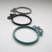 black grey and turquoise stacking bubble rings