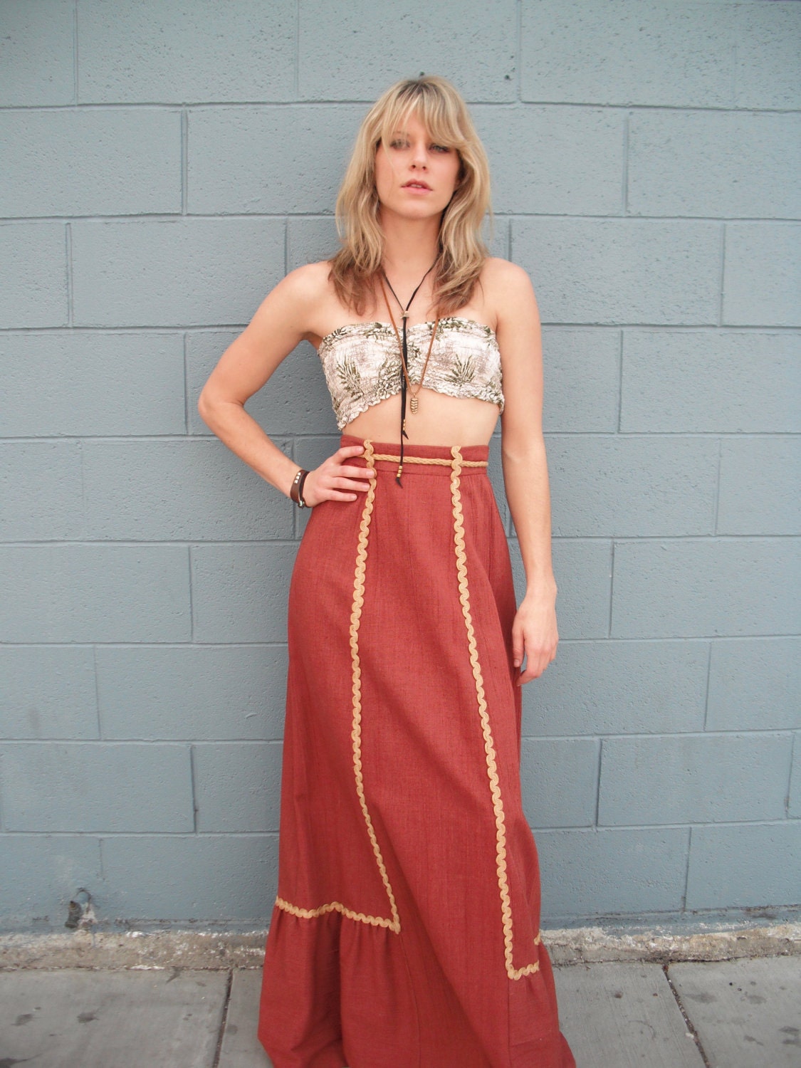Ren faire 70s RUST high waist skirt