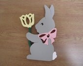 Handpainted wood bunny