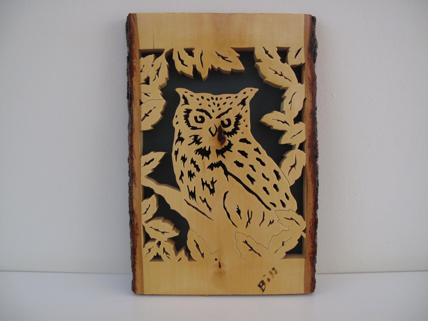 Wood owl plaque