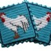 Chicken Pot Holder Set. Crochet rooster potholders.