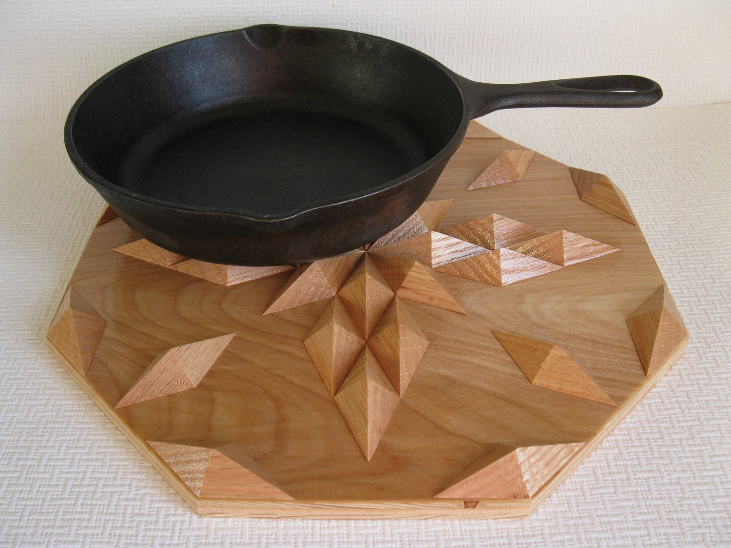 Oak wood table centerpiece, hot pad, wall art, or trivet.