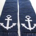 Anchor Scarf for Men. Navy blue crochet scarf with anchors.