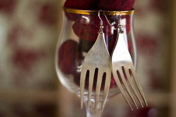 silver fork earrings by tangs and tines